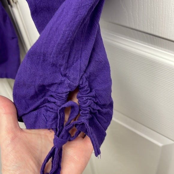 B’ Gauze Solid Purple Cotton Capri Pants - Picture 5 of 7